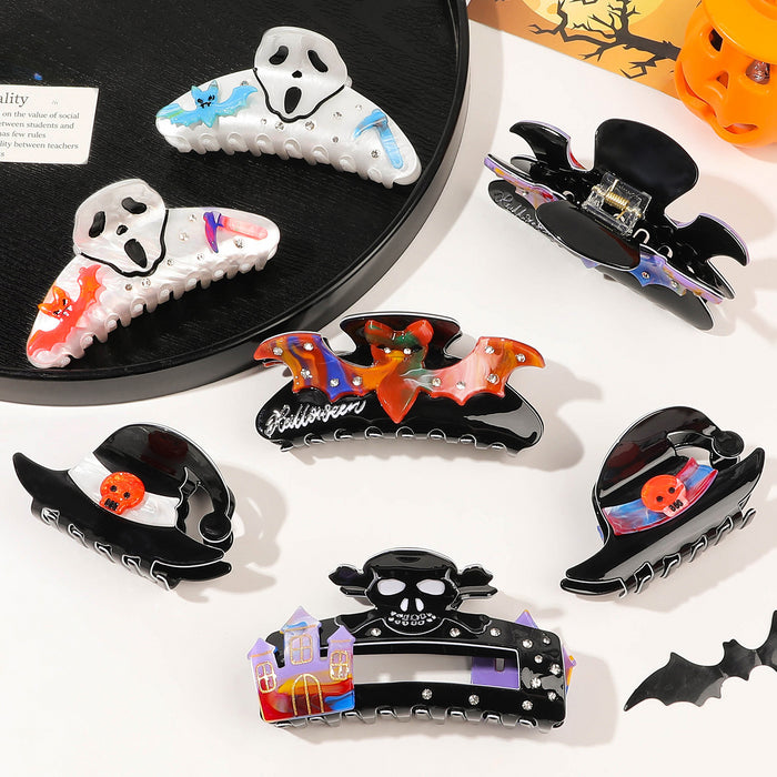 Wholesale Halloween Skull Ghost Shark Clip Acrylic Hairpin JDC-HC-Yiyue001