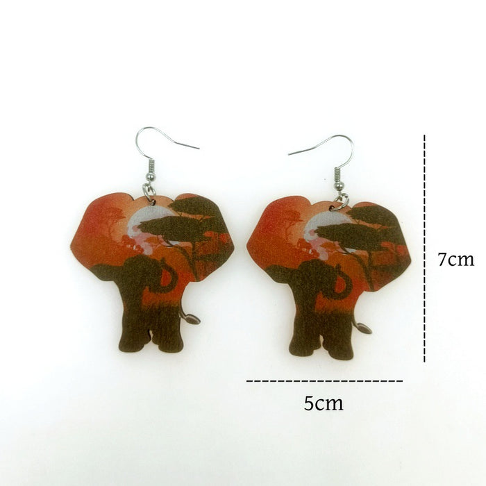 Wholesale Wooden African Map Earrings JDC-ES-Yinxue005