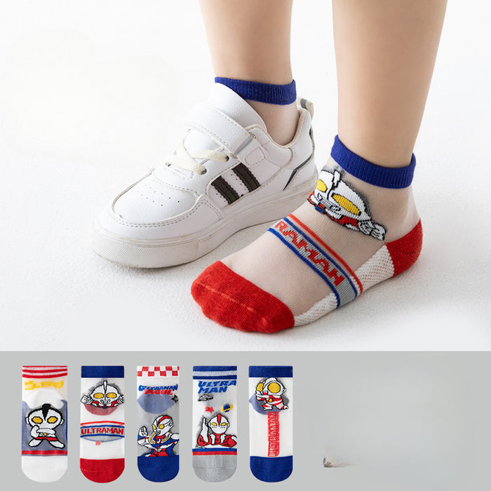 Wholesale Set of 5 Pairs for Summer Children's Thin Breathable Cotton Socks JDC-SK-Pingt003