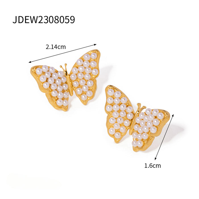 Wholesale Butterfly Pendant Pearl Earrings Necklace Ring Set JDC-NE-Wanx004