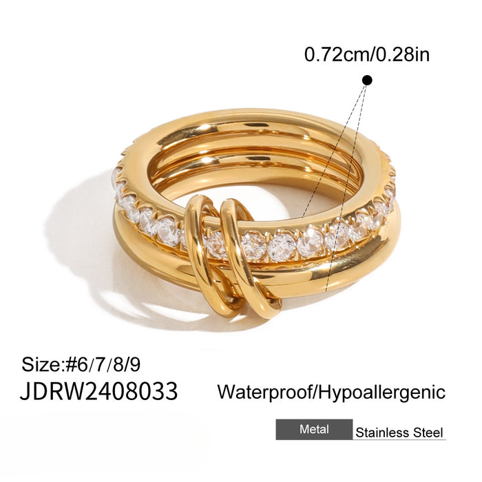 Wholesale Stainless Steel Diamond Stacking Plain Ring JDC-RS-JD097