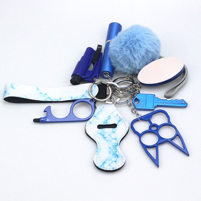 Wholesale Diving Fabric Wool Ball Multifunctional Perfume Bottle Keychain 9-piece Set JDC-KC-TouMS072