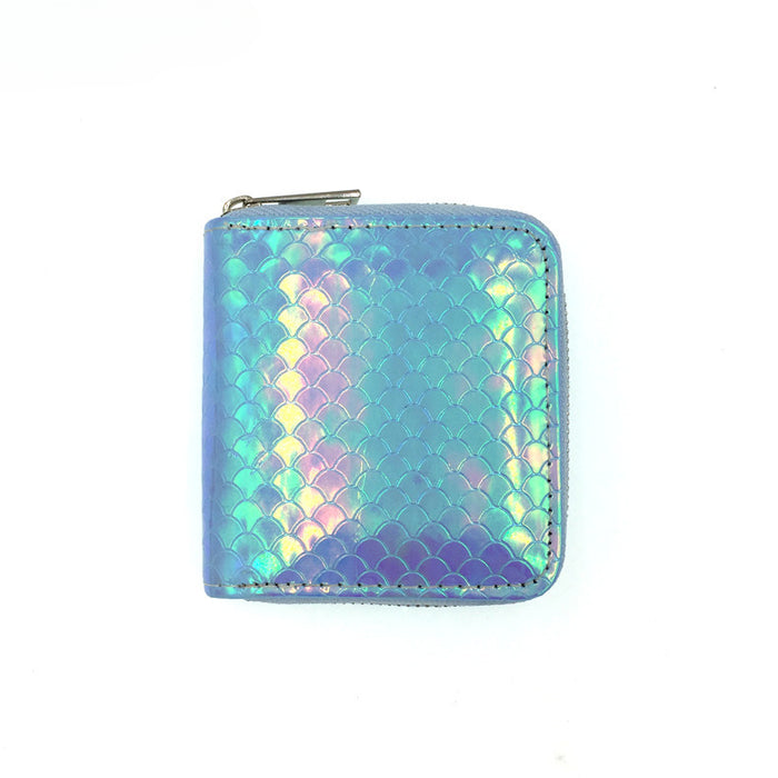 Wholesale 5pcs Mermaid Pattern Zipper Short PU Wallet JDC-WT-JiRui018