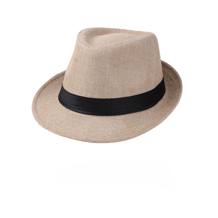 Wholesale Spring and Summer Hats Men's Solid Color Linen Hats Casual Couple Hats Sun Hats Jazz Hats Straw Hats Sunshade JDC-SH-DG002