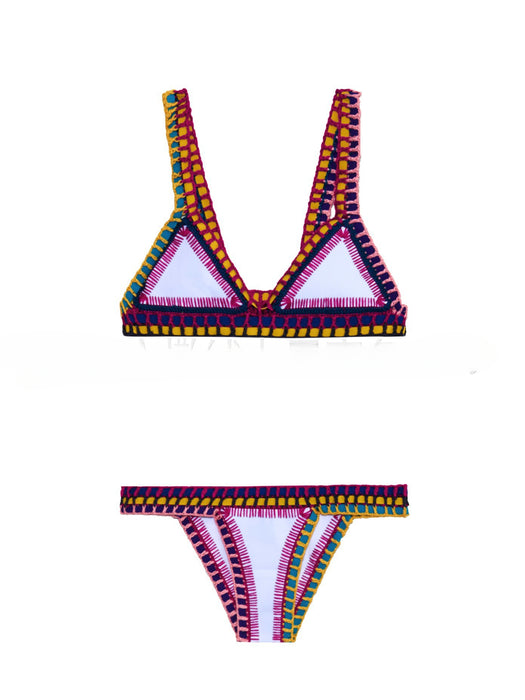Wholesale Handmade Crocheted Bikini Knitted Patchwork Swimsuit Set JDC-SW-ChaoY001