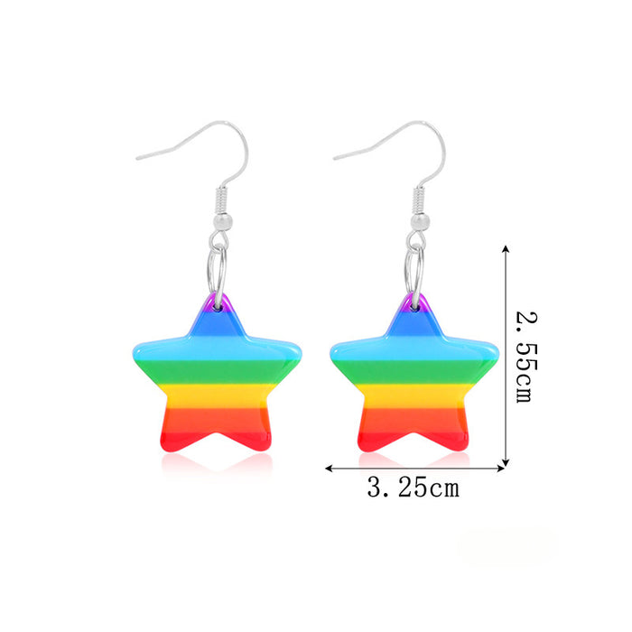 Wholesale 5pcs Rainbow Festival Love Zinc Alloy Valentine's Day Earrings JDC-ES-BingLi001