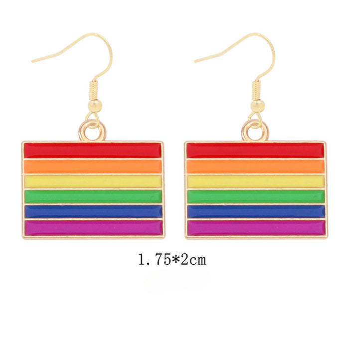 Wholesale 5pcs Rainbow Festival Love Zinc Alloy Valentine's Day Earrings JDC-ES-BingLi001