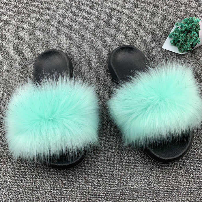 Wholesale imitation fox fur sandals outside wear beach plush sandals JDC-SP-XYu004