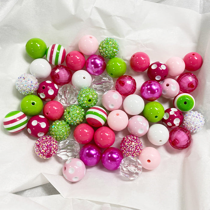 Wholesale 50PCS/Pack 20MM Tricolor Stripe Acrylic Beads Bubblegum Beads JDC-BDS-NiJia016