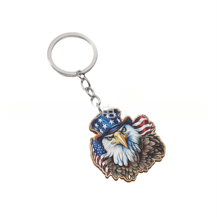 Wholesale Wooden Independence Day Keychain JDC-KC-RongRui006