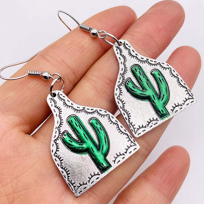 Wholesale alloy turquoise cactus earrings  JDC-ES-Chengy024