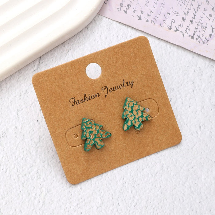 Wholesale Christmas wood carving leopard cute earrings JDC-ES-YiTian012