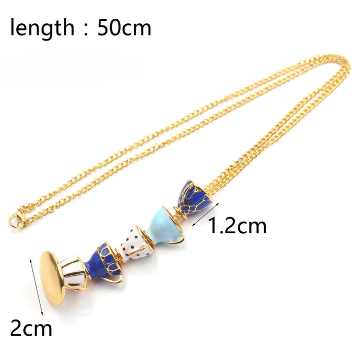 Wholesale Layer Enamel Glaze Teacup Alloy Necklace JDC-NE-BS010