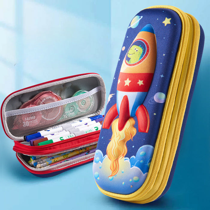 Wholesale 3D Children Cartoon Large Capacity Leather Pencil Case JDC-PC-QQBB005