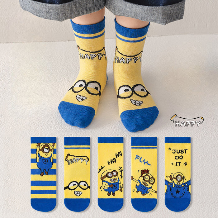 Wholesale 5 Pairs/pack Children's Socks Autumn and Winter New Combed Cotton Cartoon Boy's Tube Socks Korean Version Spring and Autumn Girl's Socks JDC-SK-LXWC003