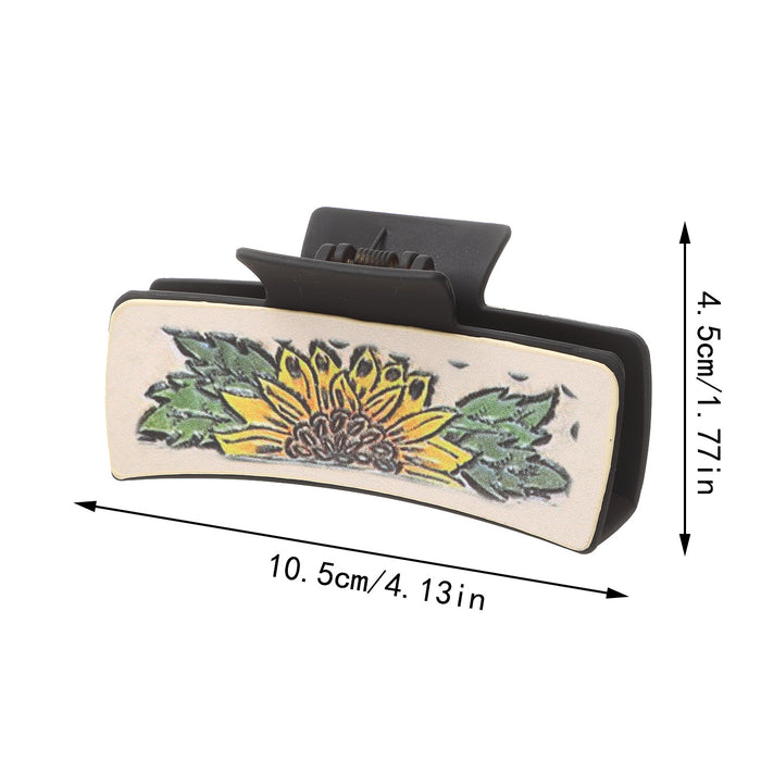 Wholesale Western Style Cactus Sunflower Pattern Leather Hair Clip JDC-HC-TianPi004