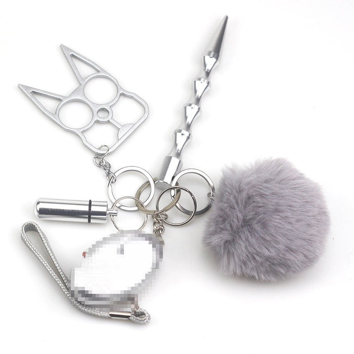 Wholesale Hair Ball Multifunctional Alloy Keychain 5-piece Set JDC-KC-TouMS068