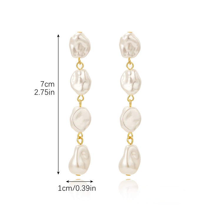 Wholesale Irregular Long Pearl Earrings JDC-ES-ManY052