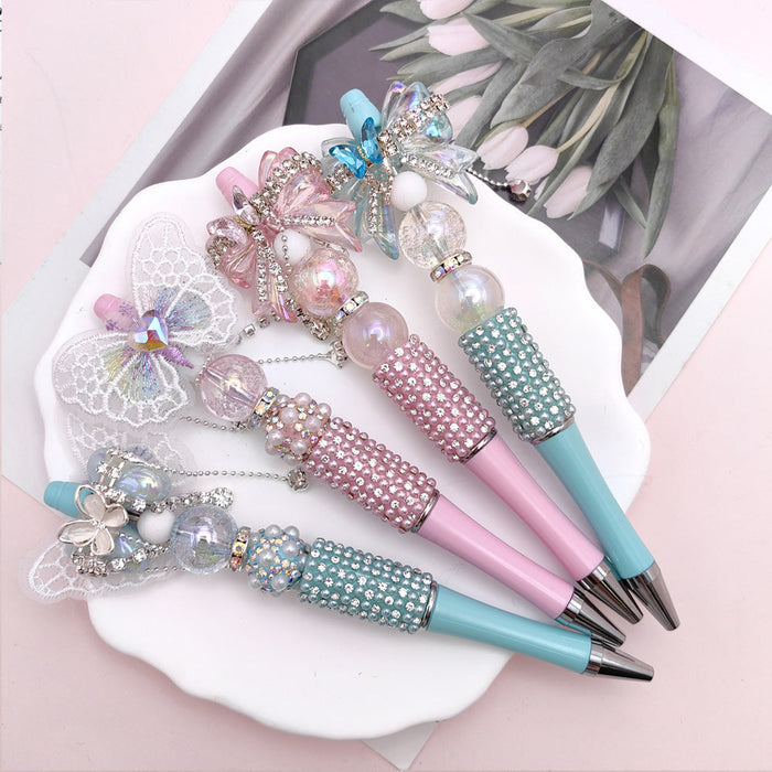 Wholesale Beaded Pen Pearl Rhinestone Bow Lace Pen Handmade Boutique Beaded Pen JDC-045