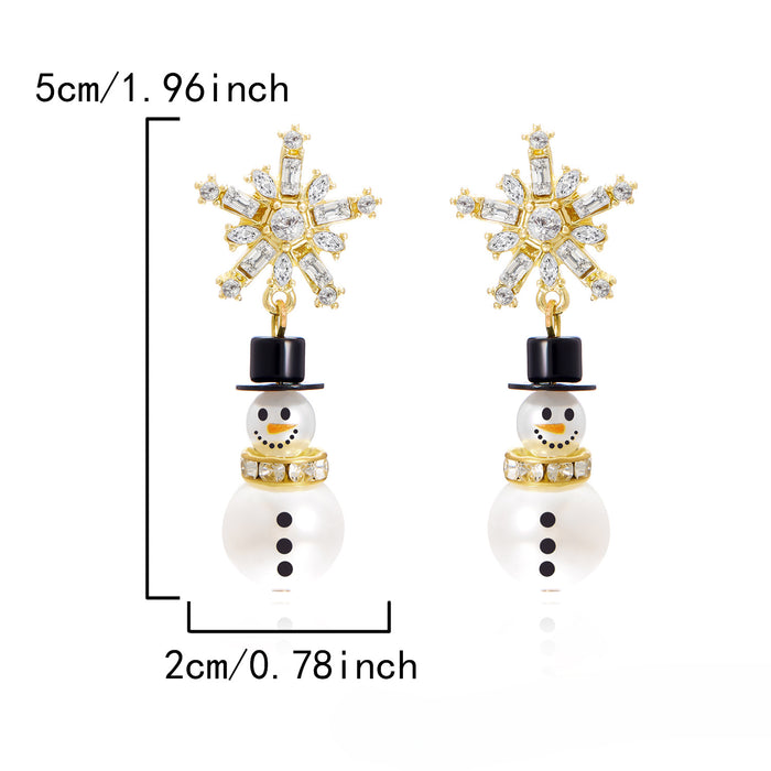 Wholesale Christmas Cute Diamond Snowman Earrings JDC-ES-GangM002