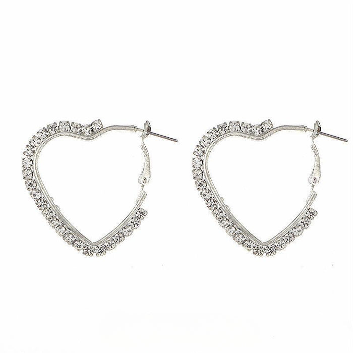 Wholesale Silver Rhinestone Heart Earrings JDC-ES-ShiYi008