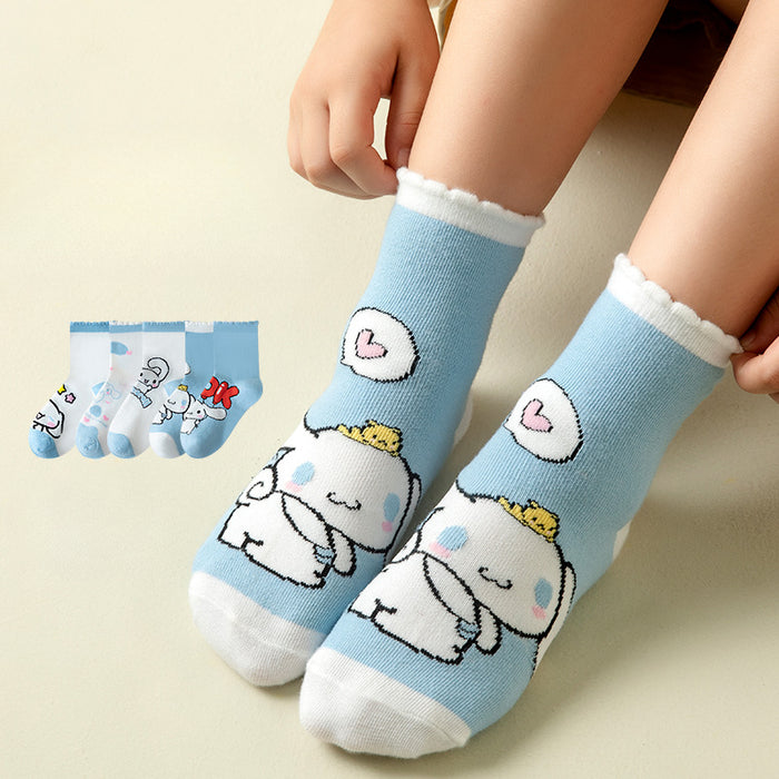 Wholesale Set of 5 Pairs, Children's Mid-calf Cotton Socks JDC-SK-Pingt002