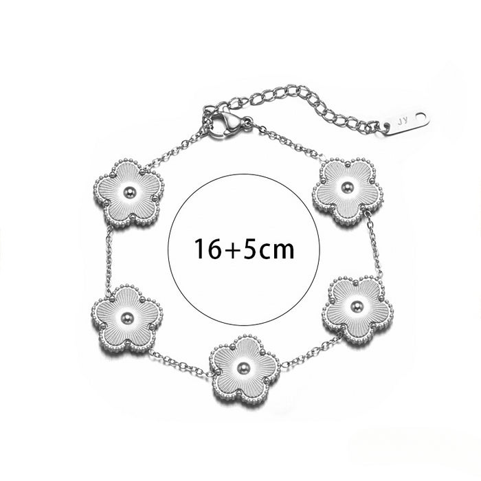 Wholesale Titanium Steel Five Leaf Flower Jewelry Set JDC-NE-Kucai020