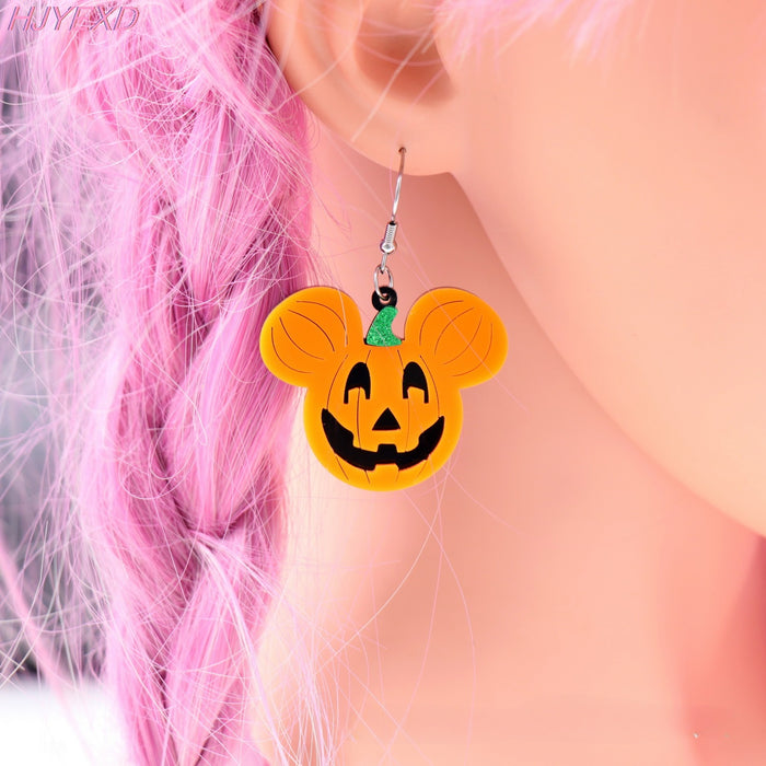 Wholesale Acrylic Gold Pumpkin Head Earrings JDC-ES-XYan014