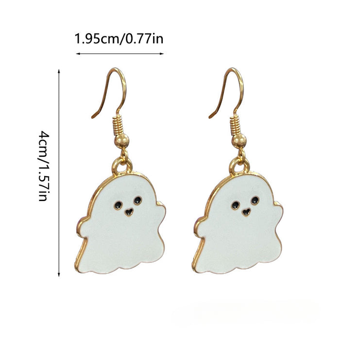 Wholesale Cartoon Skull Ghost Pumpkin Oil Drop Alloy Earrings JDC-ES-Rulong001