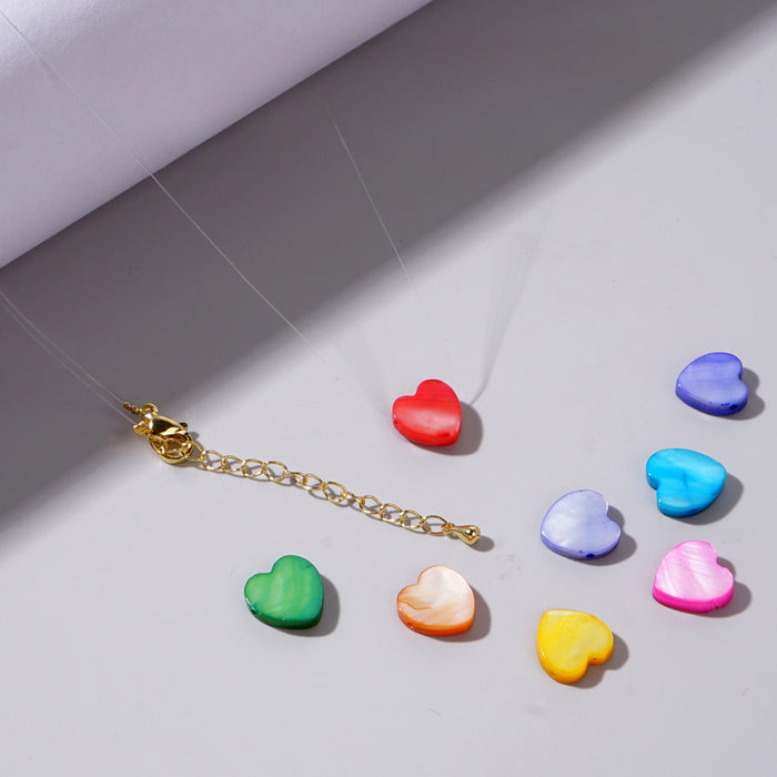 Wholesale Random Color Fish Line Colorful Shell Heart Necklace JDC-NE-GWL001