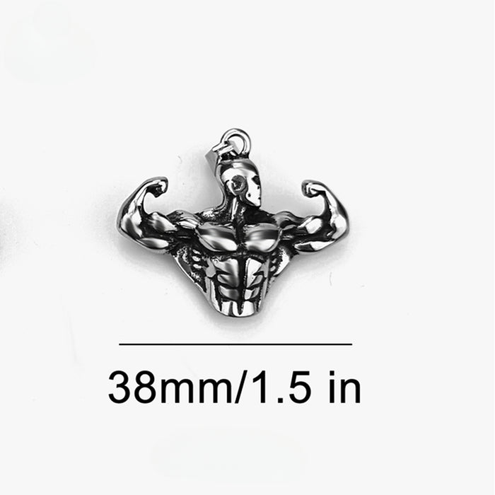 Wholesale Stainless Steel Retro Arm Muscle Man Pendant Necklace JDC-NE-Ruig004