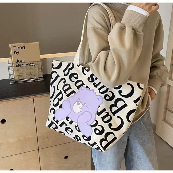 Wholesale Large Capacity Cartoon Letter Printed Canvas Shoulder Bag JDC-SD-JingS003