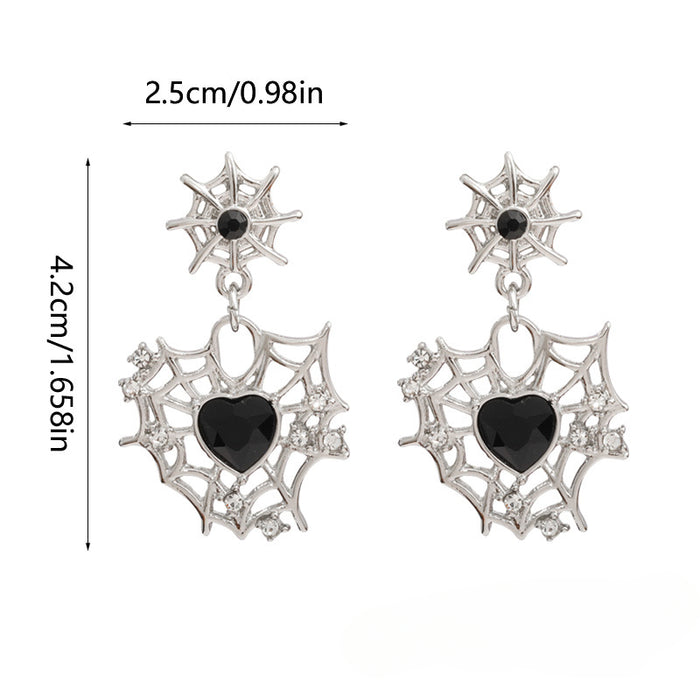 Wholesale Halloween Love Spider Web Alloy Earrings JDC-ES-Rulong005