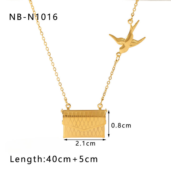 Wholesale Book Album Love Pendant Inlaid Zircon Stainless Steel 18k Gold Plated Necklace JDC-NE-XiongYue002