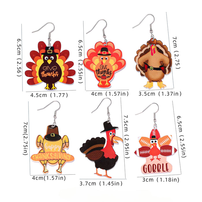 Wholesale Thanksgiving Cartoon Turkey Acrylic Earrings JDC-ES-Xunt005