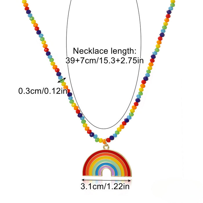 Wholesale Simple Multi-layer Necklace Crystal Rainbow Pendant Zinc Alloy Necklace JDC-NE-ManY019