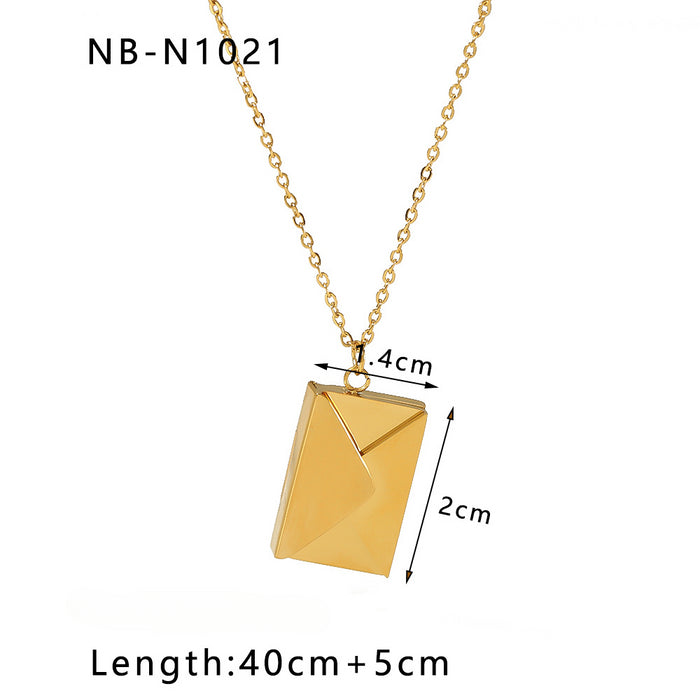 Wholesale Book Album Love Pendant Inlaid Zircon Stainless Steel 18k Gold Plated Necklace JDC-NE-XiongYue002