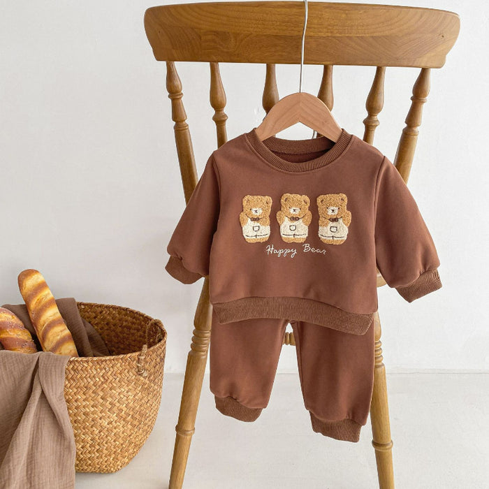 Wholesale Cartoon Bear Embroidered Sweatshirt Children's Suit JDC-CTS-WeiNiS016