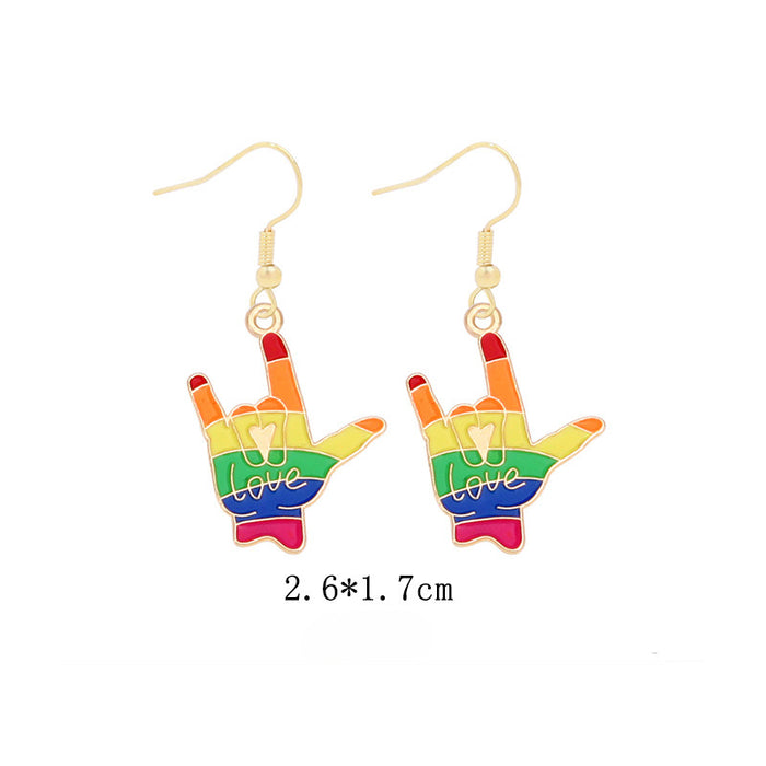 Wholesale 5pcs Rainbow Festival Love Zinc Alloy Valentine's Day Earrings JDC-ES-BingLi001