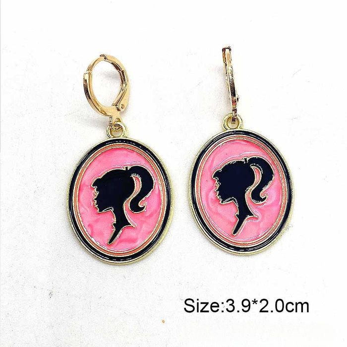 Wholesale Pink Alloy Pendant Earrings JDC-ES-PuCi038