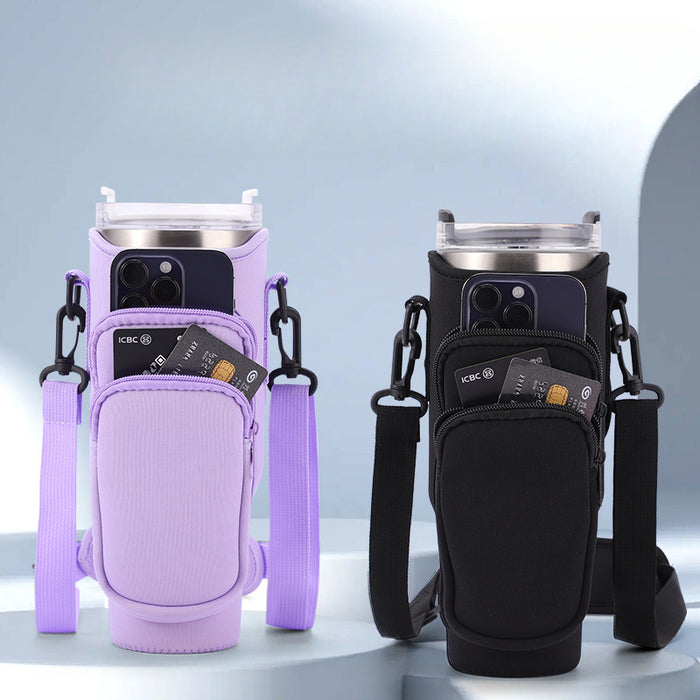 Wholesale 40oz Crossbody Strap Cup Holder Car Handle Cup Holder 40OZ Ice Cup Neoprene Water Cup Holder JDC-CH-JinLun012