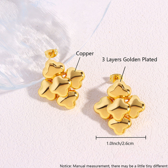 Wholesale Copper Gold Plated Square Polished Earrings JDC-ES-BaiTian015