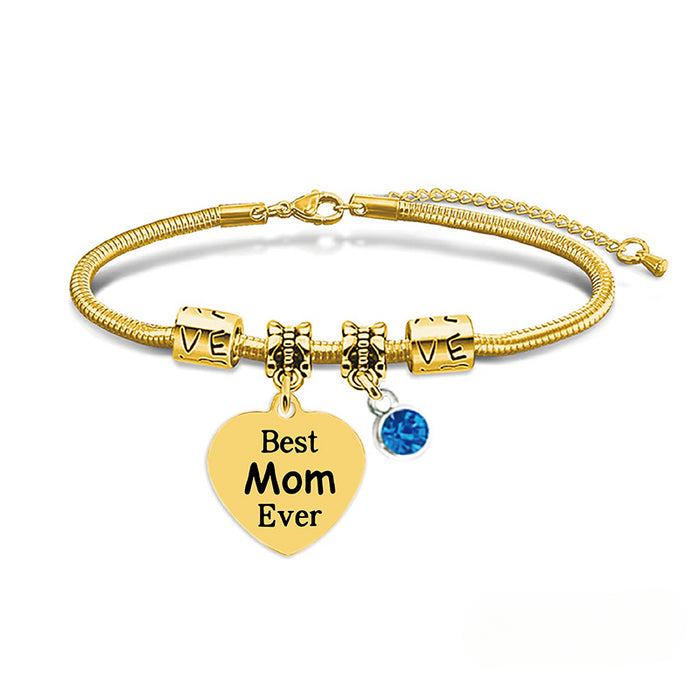 Wholesale Stainless Steel Mother's Day Blue Diamond Bracelet JDC-BT-GangG020