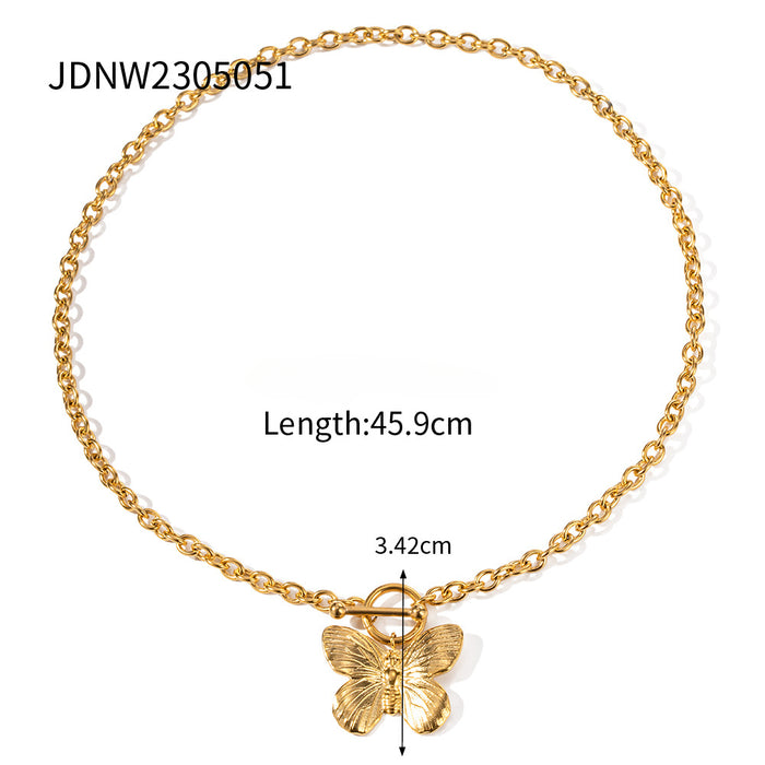 Wholesale 18k Gold-plated Stainless Steel Butterfly Necklace JDC-NE-Wanx001