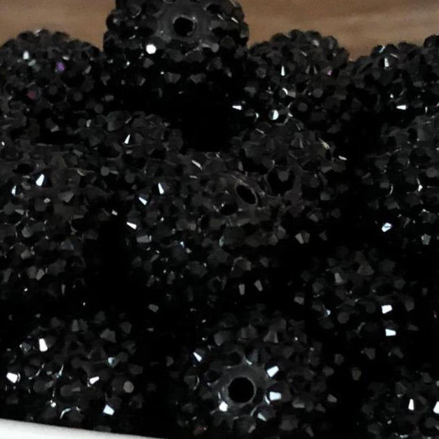 Wholesale 5pcs 20MM Solid Color Black Rhinestone Beads Bubblegum Beads JDC-BDS-NiJia018