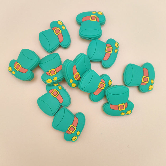 Wholesale 10/20PCS Cartoon Green Hat Silicone Beads JDC-BDS-NaiSi171
