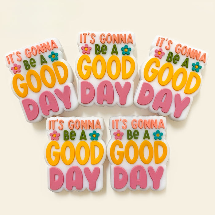 Wholesale 10pcs Cartoon English Letters "good Day" Silicone Beads Focal Beads JDC-BDS-WDX062