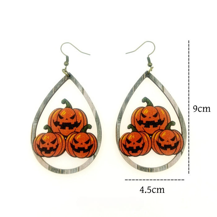 Wholesale Halloween Wooden Print Earrings JDC-ES-Yinxue001