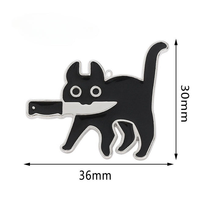 Wholesale Stainless Steel Cartoon Knife Cat Pendant Necklace JDC-NE-Xinx005