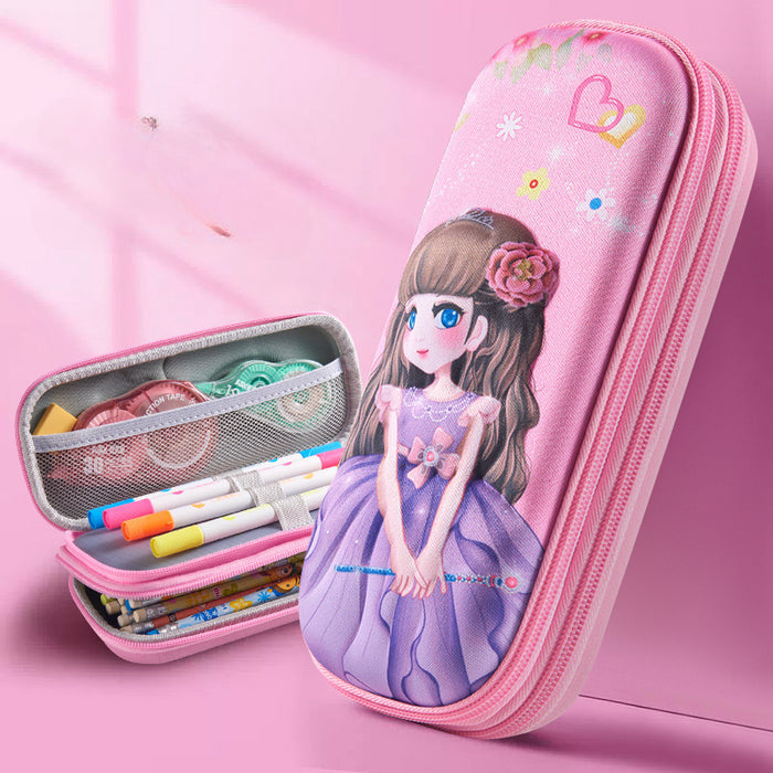 Wholesale 3D Children Cartoon Large Capacity Leather Pencil Case JDC-PC-QQBB005